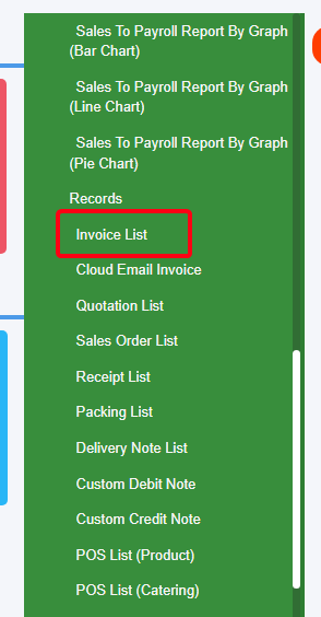 首先打開紀錄列表,例如發票記錄(其他的表單在相對的記錄列表開始) 首先打開紀錄列表,例如發票記錄(其他的表單在相對的記錄列表開始)