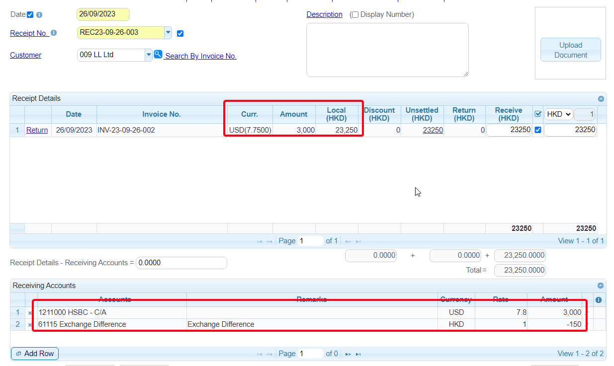 當付款收款時,使用不同貨幣或匯率,第一行輸入實際收款付款的貨幣匯率和金額,第二行輸入匯率損耗 當付款收款時,使用不同貨幣或匯率,第一行輸入實際收款付款的貨幣匯率和金額,第二行輸入匯率損耗