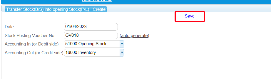 將庫存(資產負債表) 轉入 期初庫存(損益表) 2 將庫存(資產負債表) 轉入 期初庫存(損益表) 2